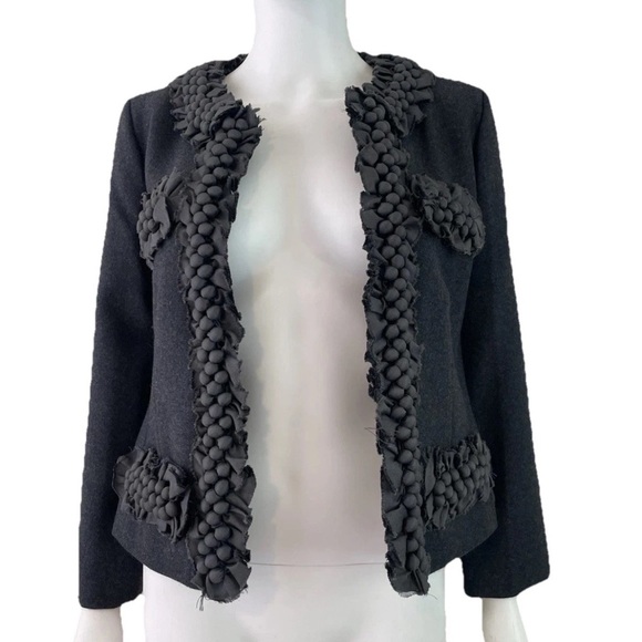 J Crew Womens Wool Blazer Sz 8 Embellished Cropped Modern Office CEO Lady Jacket - Picture 3 of 16